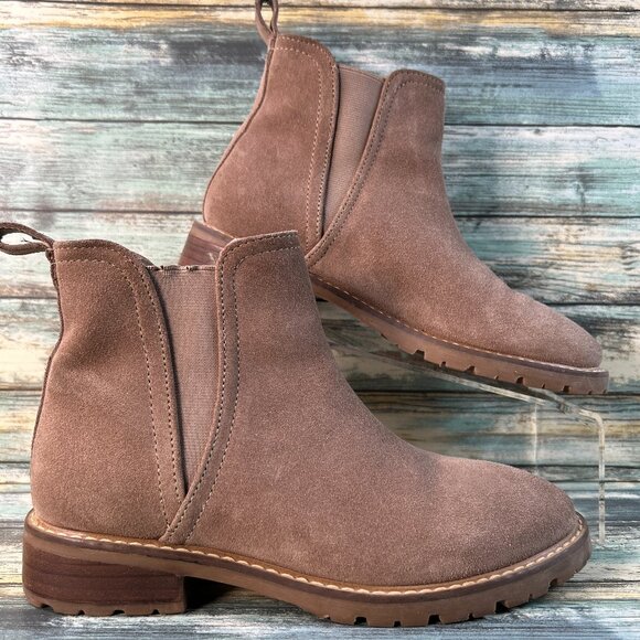 Steve Madden Jaffa Chelsea Boots Womens 7M Brown Suede Pull On Biker Moto Casual - Picture 1 of 12